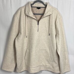 Express Men's Cream 1/4 Zip-Up Sweater